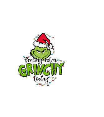 Feeling extra Grinchy today model alb pe tricou