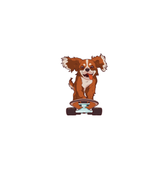 Skateboarding Cavalier King Spaniel model albastru închis pe tricou
