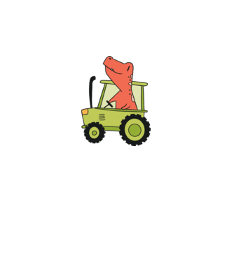 Tractor dinozaur model alb pe tricou