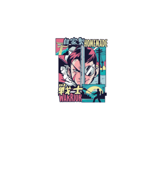 Anime Vaporwave Home Made Warrior model negru pe tricou