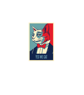 Yes We Cat poster cu pisică model negru pe tricou