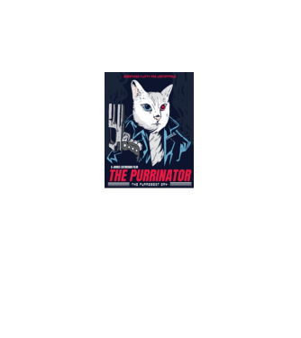 The Purrinator Pisică model albastru regal pe tricou