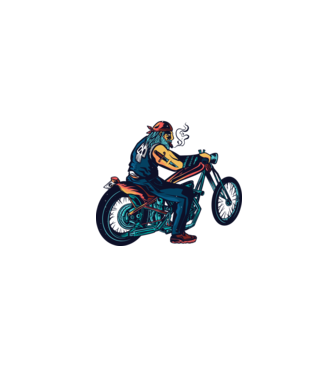 Motociclist Chopper model alb pe tricou