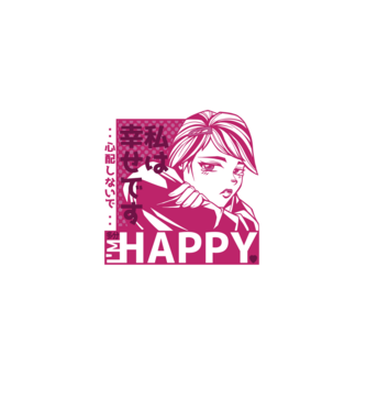 'I''m happy fată Anime antisocială' model  pe tricou