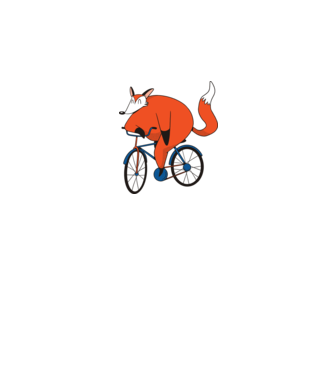 Vulpe cu bicicletă model alb pe tricou