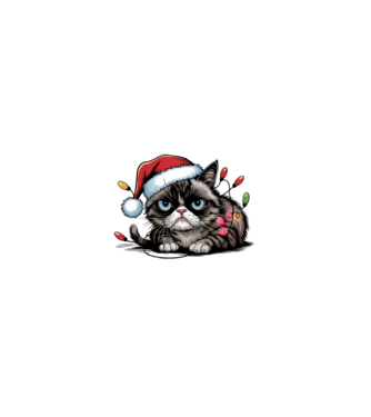 Christmas Spirit Grumpy Cat Negru model negru pe tricou