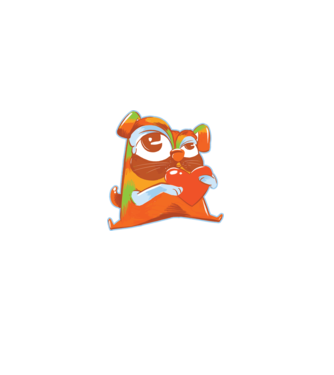 Mops colorat model turcoaz pe tricou