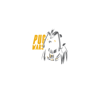 Pug Wars Mops model albastru jeanși pe tricou