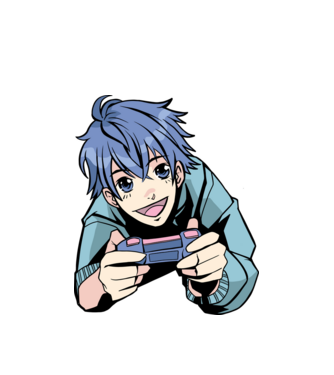 Anime băiat Gamer model alb pe tricou