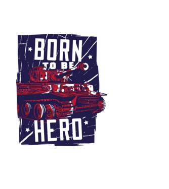Born To be A Hero cu tanc model albastru deschis pe tricou