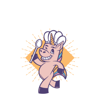 Unicorn Bucătar model alb pe tricou