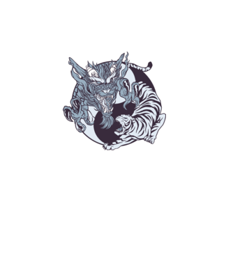 Yin Yang cu animale model alb pe tricou