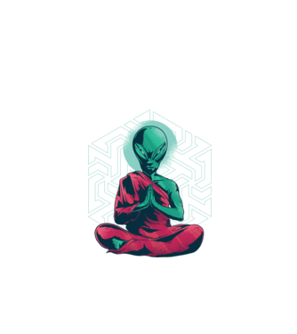 Meditație Alien model negru pe tricou