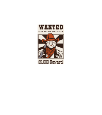 Wanted for being too cute Cowboy cu pisică model negru pe tricou