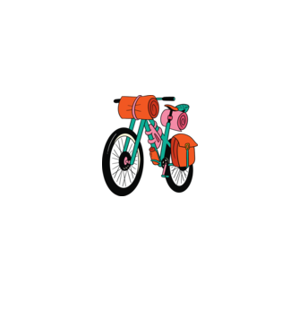 Bicicletă Drumeție model alb pe tricou