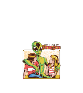Nu vorbi cu străini tricou amuzant Alien model alb pe tricou