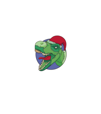 T-rex Santa model alb/roșu pe tricou