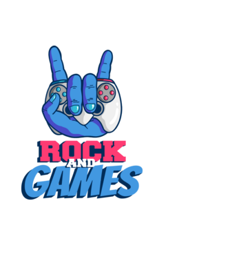 Rock And Games model negru pe tricou