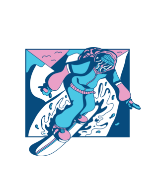 Snowboarder cool model alb pe tricou