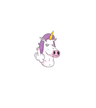 Unicorn arată degetul model albastru închis pe tricou