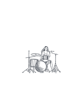 Fată Bateristă model alb pe tricou