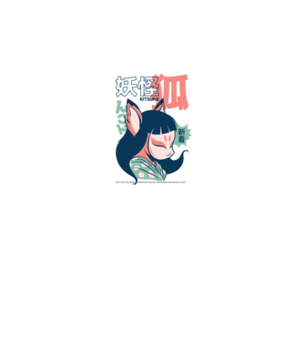 Kitsune Yokai Anime model alb pe tricou