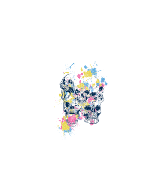 Cranii colorate model alb pe tricou