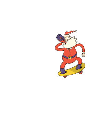 Moș Crăciun Skateboarder model galben neon pe tricou