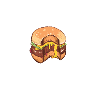 Hamburger model albastru regal pe tricou