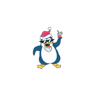 Pinguin de Crăciun model albastru deschis pe tricou