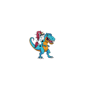 Unicorn cu dinozaur tricou amuzant model negru pe tricou