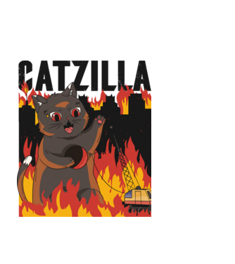 Anime Catzilla model negru pe tricou