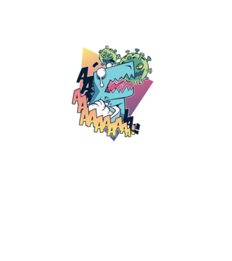 Covid Dino model mov pe tricou