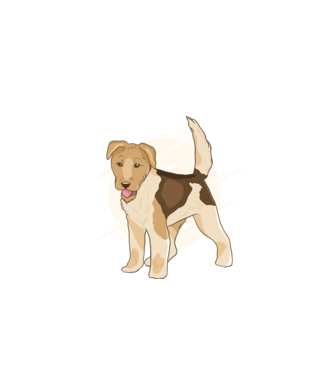 Fox Terrier model albastru închis pe tricou