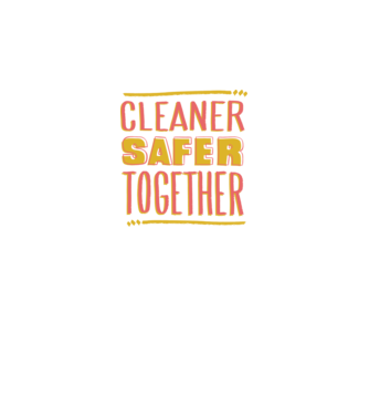 Cleaner Safer Together model alb pe tricou