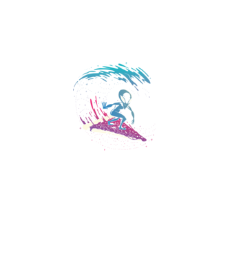 Alien Pizza Surf tricou amuzant model negru pe tricou