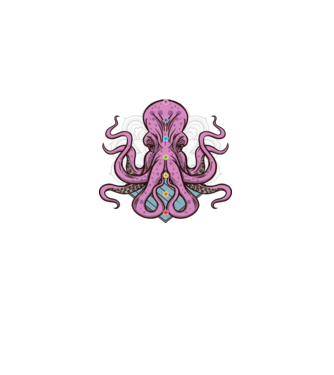 Yoga Octopus model negru pe tricou