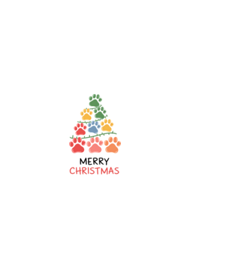 Merry Christmas Paws Alb model alb pe tricou