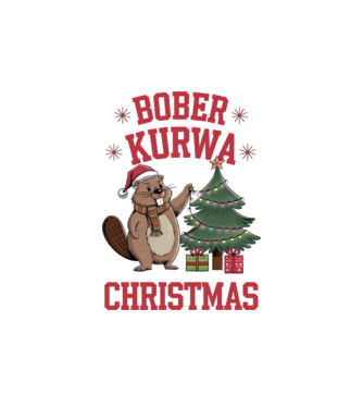 Bober Kurwa Christmas 3 model alb pe tricou