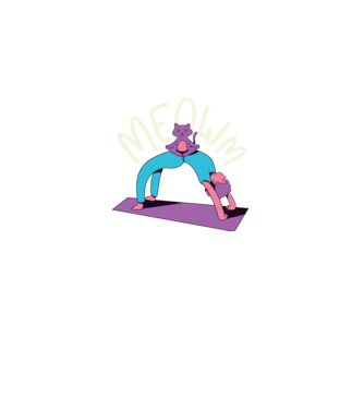Meowm - Pisică Yoga model negru pe tricou