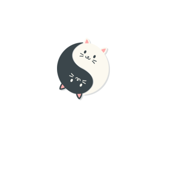 Pisicuțe Yin Yang model alb pe tricou