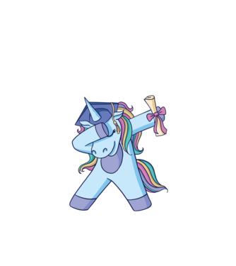Unicorn Absolvent model alb pe tricou