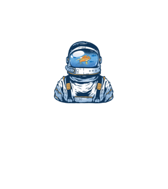Peștișor auriu Astronaut model negru pe tricou