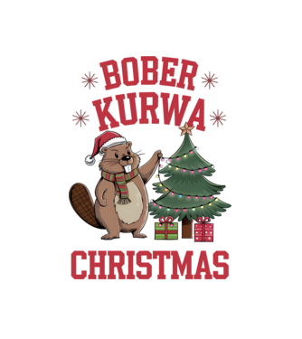 Bober Kurwa Christmas 3 model alb pe tricou
