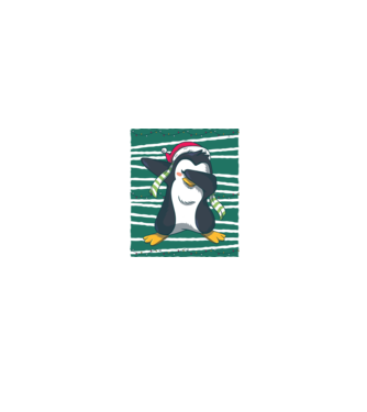 Pinguin DAB Crăciun model alb/roșu pe tricou