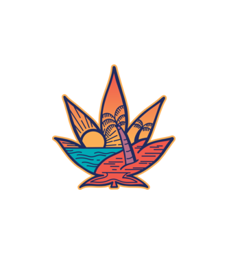 Apus de soare Frunză de marijuana model alb pe tricou