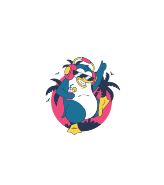 Pinguin de Petrecere model turcoaz pe tricou