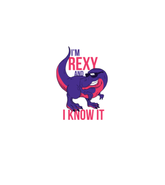 'I''m Rexy and I know it - tricou dinozaur amuzant' model roz deschis pe tricou