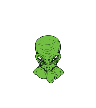 Alien Psst model negru pe tricou