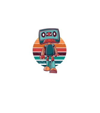 Robot Casetă retro model alb pe tricou